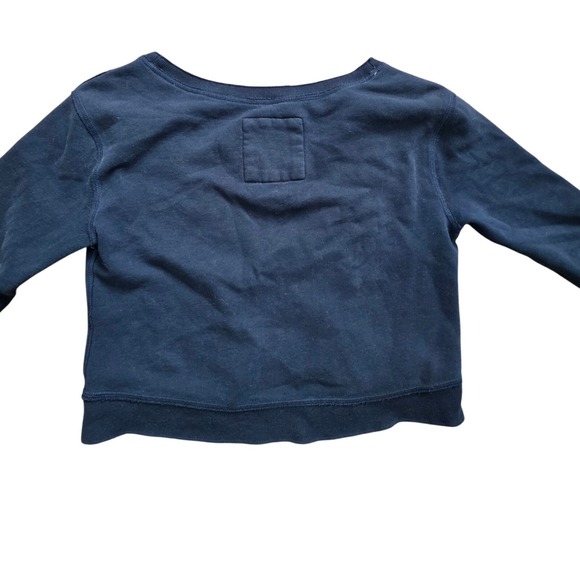 GILLY HICKS Navy Blue Cropped V Neck Sweatshirt Sz M Y2K streetwear sporty clean - Picture 2 of 5